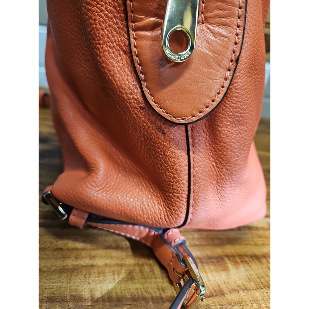 Michael Kors Raven Medium Peach Pebbled Leather Backpack - Picture 7 of 9